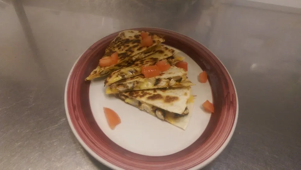 Blackened Chicken Quesadilla with Cheddar and Pepper Jack Cheese